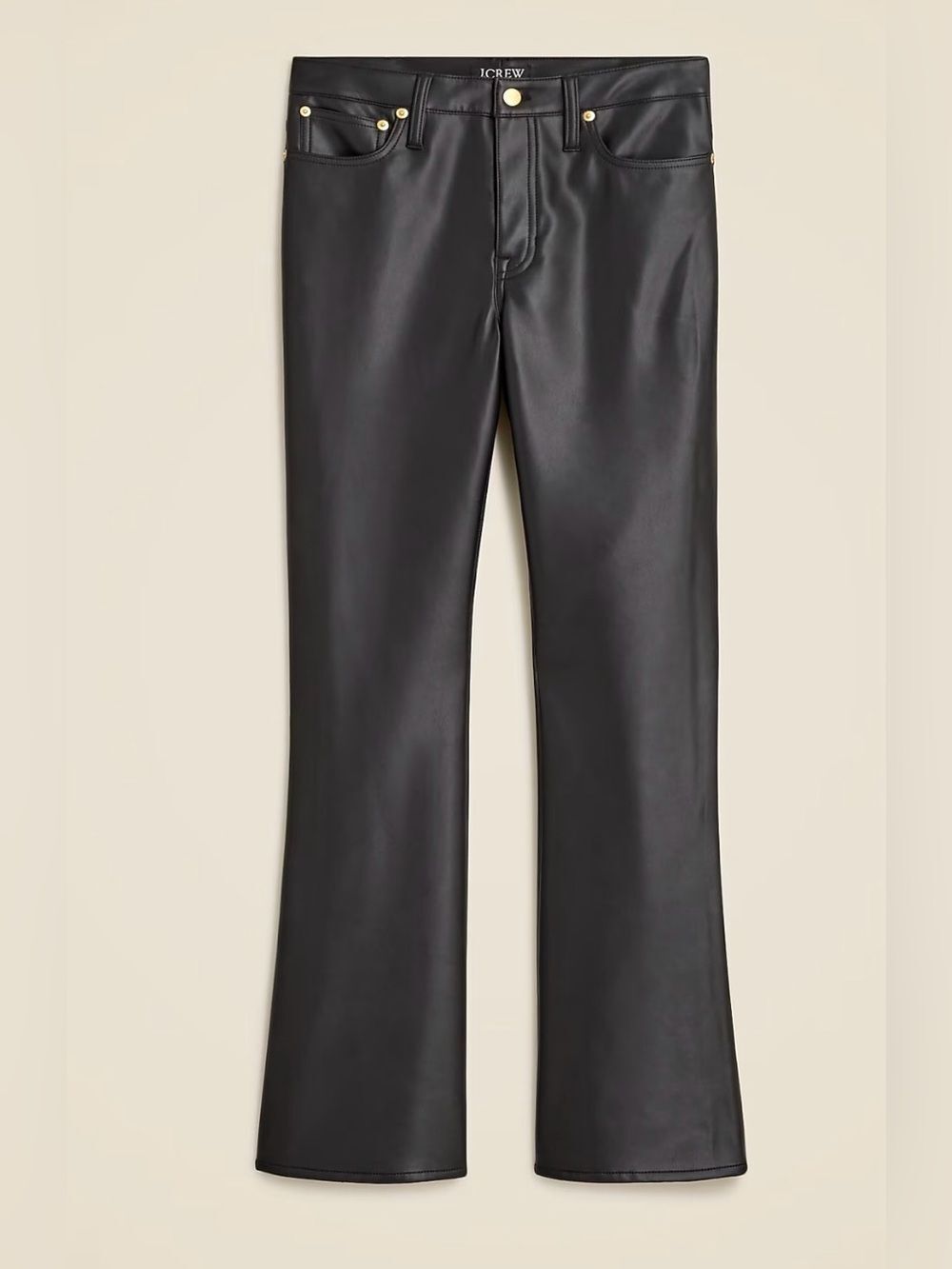 J Crew High-rise bootcut pant in faux leather NWT 26 Black Classic CC485